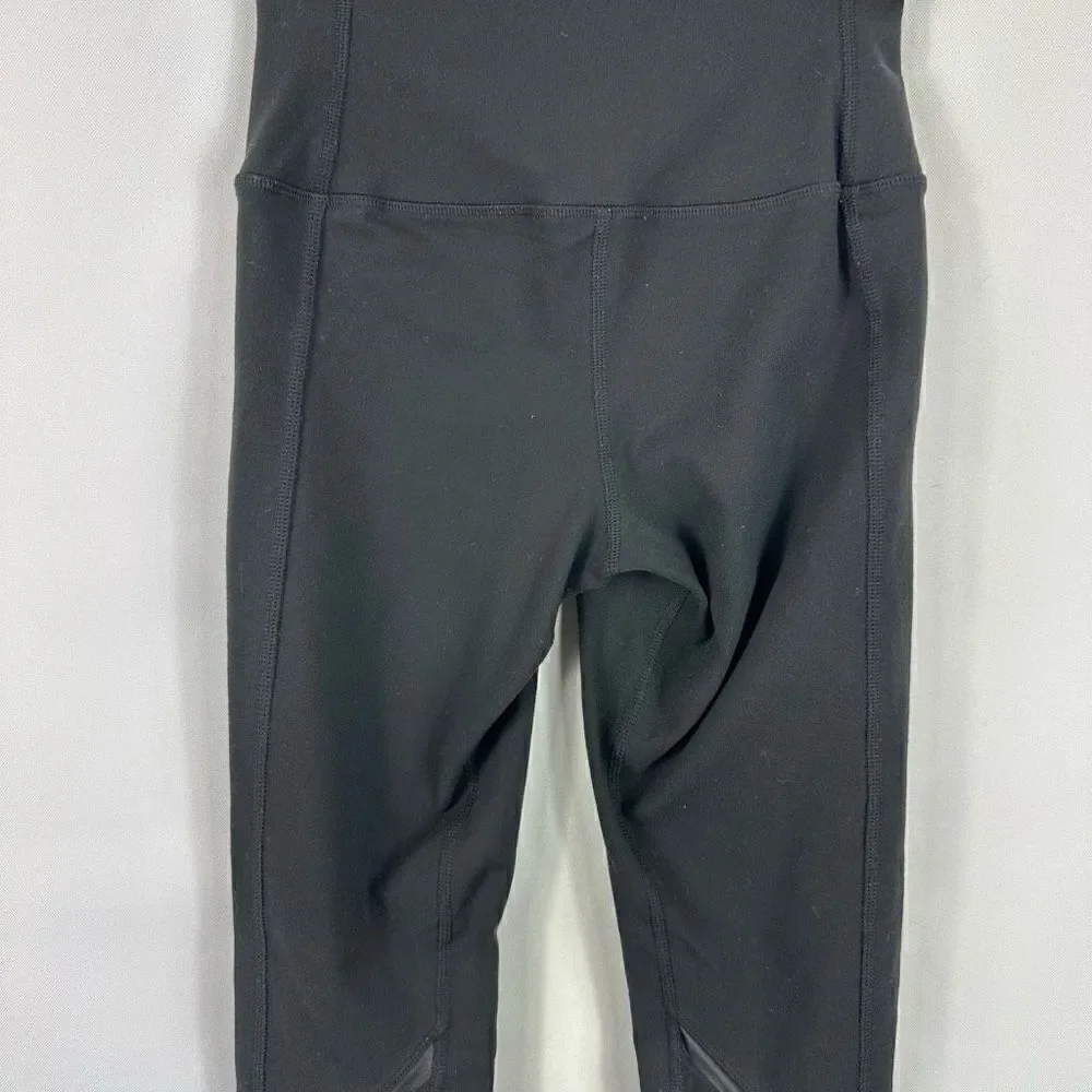 Alo Black Leggings High Rise Sheer Mesh Legs Pin Tuck Size XS Inseam 28